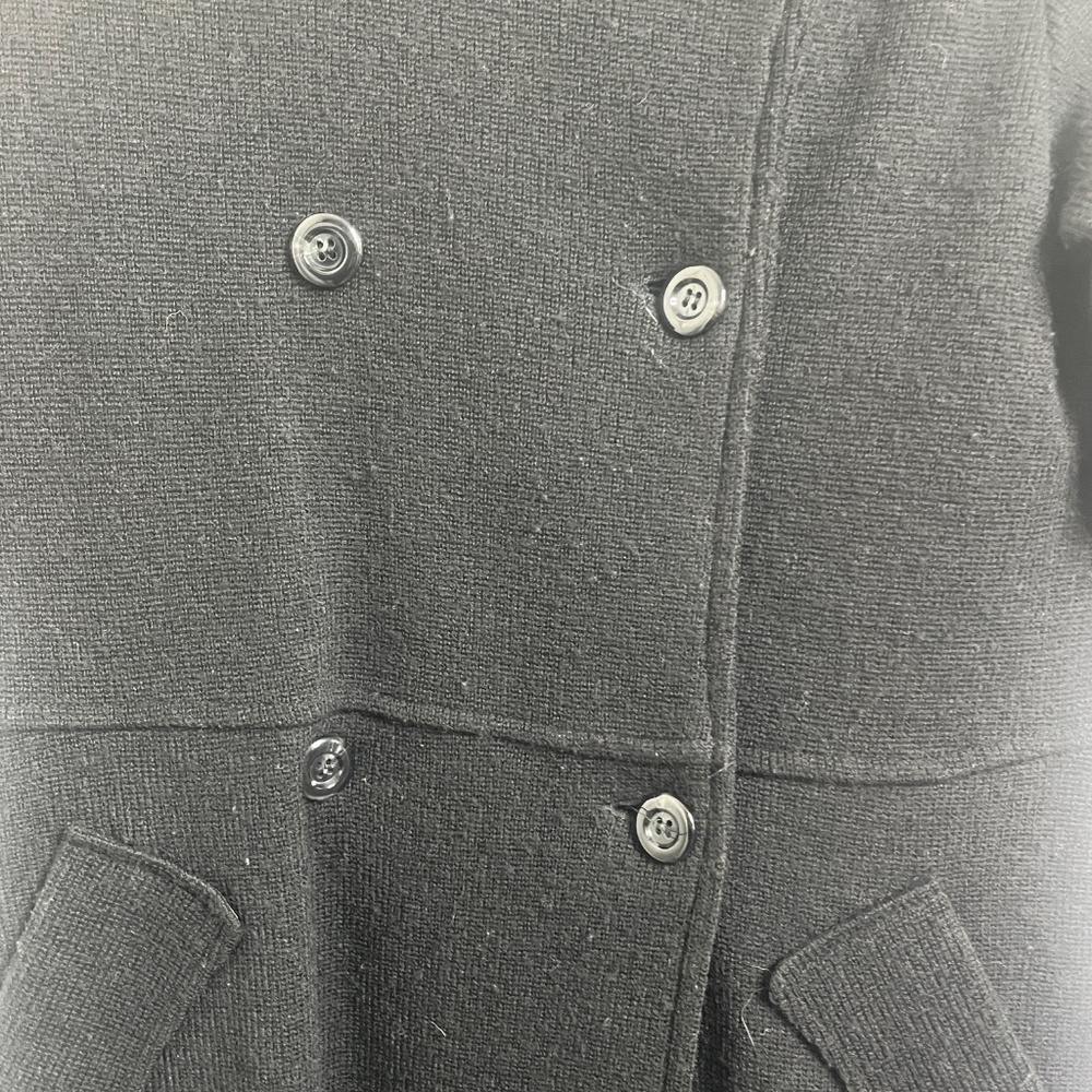 MK2K Wool Coat Black Double Breasted Short Sleeve Coat Jacket Size M/L - Picture 6 of 9